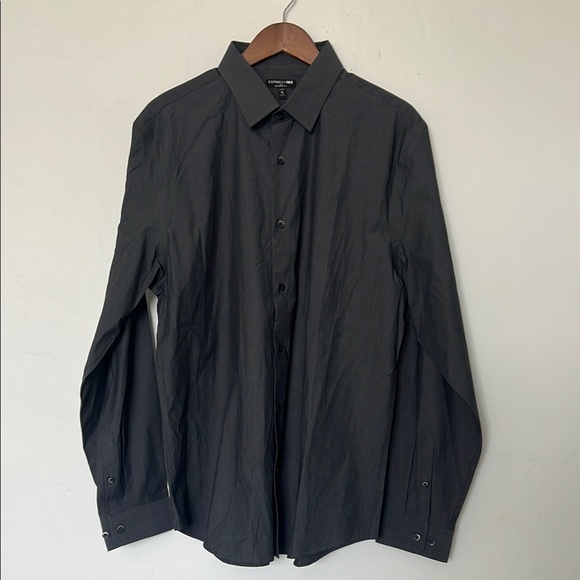 Express 1MX Modern Fit Button-Up Shirt Dark Gray Size XL NWT - Picture 1 of 5